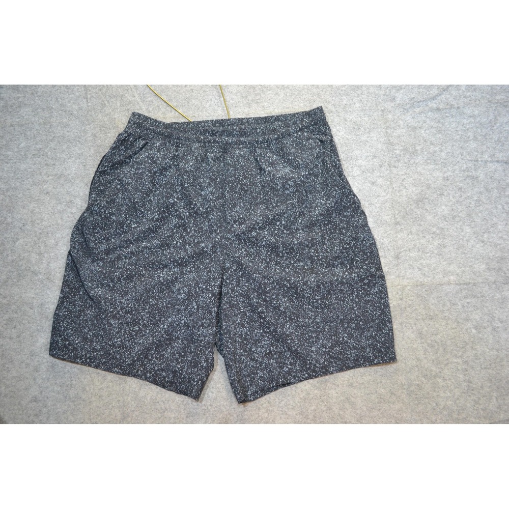 Lululemon Shorts Mens L Black Speckle 9"  Drawstring Running Gym Athletic